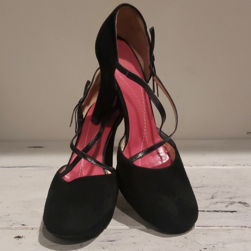 Kate spade black suede platform heels